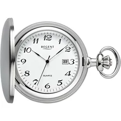 Taschenuhr REGENT "P734-19507749", silber (edelstahlfarben), Taschenuhren, Damen, Quarzuhr, Herrenuhr, Datum, Acrylglas, Geschenkidee