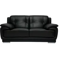miliboo Design-Ledersofa schwarz zwei Plätze Büffelleder tamara
