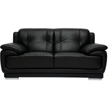 miliboo Design-Ledersofa schwarz zwei Plätze Büffelleder tamara