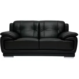 miliboo Design-Ledersofa schwarz zwei Plätze Büffelleder tamara