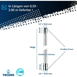 tecuro PREMIUM Brauseschlauch 2,50 m, verdrehsicher, silberglatt, KTW-BWGL