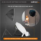 walimex pro Octagon Fotostudio Set mit LED 45W Ø65cm Bi Color und Softbox