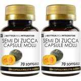 Kürbiskerne 140 Weichkapseln | Weichkapseln mit kaltgepresstem Öl, standardisiert an Omega 3, Omega 6 und Omega 9, Linolsäure und Ölsäure | 1 Weichkapsel täglich