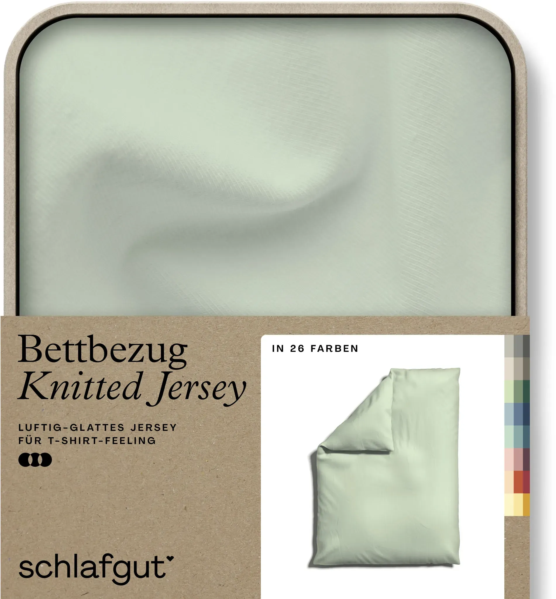 Bettbezug SCHLAFGUT "Knitted Jersey uni, aus Bio-Baumwolle mit Elasthan, Reißverschluss", grün (grün light), B:155cm L:220cm, Jersey, Obermaterial: 95% Baumwolle, 5% Elasthan, Bettbezüge, bügelfrei, Mix & Match Bettwäsche: passender Kissenbezug erhältlich