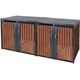 ML-Design Mülltonnenbox 4er 4 Tonnen 240L 264x80x116,3cm Anthrazit-Rostoptik, Stahl/Cortenstahl, Abschließbare Mülltonnenverkleidung Klappdeckel/4 Türen,