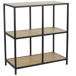 Braunes Bücherregal aus Metall mit Holzregalen