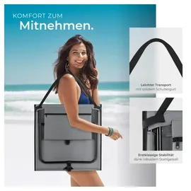 Tectake tectake® 2er Set Strandmatte, stufenlos verstellbare Rückenlehne, pulverbeschichtetes Stahlgestell, ultraleicht, inkl. Aufbewahrungstasche