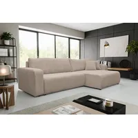 VENASI LUNA XL Ecksofa mit Schlaffunktion und Bettkasten Cord Schlafsofa Eckcouch Sofa Braun - Braun