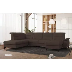 Wohnlandschaft SIT & MORE "Astoria U-Form", braun, B:329cm H:91cm T:225cm, 100% Polyester, Sofas, wahlweise mit motorischer Relaxfunktion