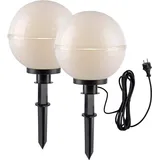just light. Kugelleuchte Kunststoff Ø30cm 2er Set inkl. Erdspieß weiß
