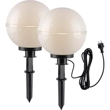 just light. Kugelleuchte Kunststoff Ø30cm 2er Set inkl. Erdspieß weiß