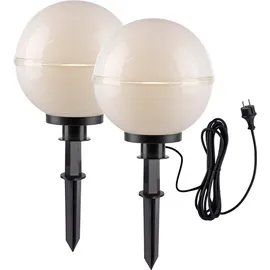 just light. Kugelleuchte Kunststoff Ø30cm 2er Set inkl. Erdspieß weiß