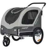 TIGGO Fahrradhundeanhänger DOGGYHUT Fahrradanhänger & Hundebuggy bis 35kg Hundeanhänger, Joggerfunktion grau