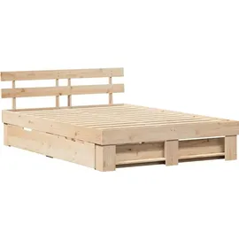 vidaXL Bettrahmen mit Kopfteil Braun 140 x 200 cm Massives Kiefernholz 3382274