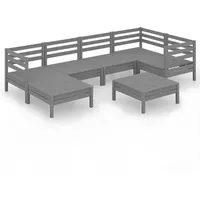 vidaXL 7-tlg Garten-Lounge-Set Massivholz Kiefer Grau Modell 4