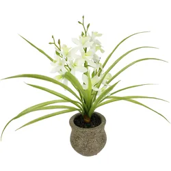 Kunstblume I.GE.A. "Kunstblume Schmetterling Orchidee mit Keramiktopf", weiß, B:39cm H:38cm L:11cm, Polyester, Kunstpflanzen, Mit Blätter Luftwurzeln Blume Kunstorchidee Phalaenopsis Kunstpflanze