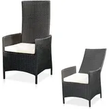 Relaxsessel Polyrattan Gartensessel, ca. 62 x 57 x 111 cm, verstellbar, wetterfest, inkl. Sitzkissen, Schwarz - Melko