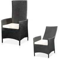 Relaxsessel Polyrattan Gartensessel, ca. 62 x 57 x 111 cm, verstellbar, wetterfest, inkl. Sitzkissen, Schwarz - Melko