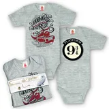 LOGOSHIRT Body "Harry Potter - Hogwarts Express", Jungen, Gr. 50, EURO-Größen, grau (grau, meliert), 100% Baumwolle, bedruckt, kurz, Bodys Body, mit lizenziertem Print