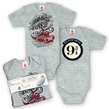 LOGOSHIRT Body "Harry Potter - Hogwarts Express", Jungen, Gr. 50, EURO-Größen, grau (grau, meliert), 100% Baumwolle, bedruckt, kurz, Bodys Body, mit lizenziertem Print