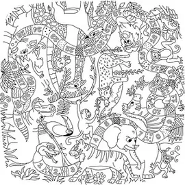 Paperflow Kids Dschungel Maltisch weiß 60,0 x 60,0 x 46,0 cm