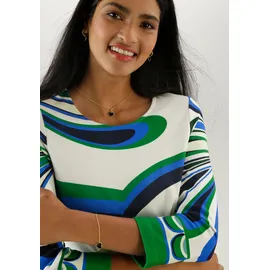 Aniston SELECTED Jerseykleid Shirtkleid Fantasievoller Alloverprint Blau/Grün 44