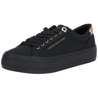 Tommy Hilfiger Damen Vulcanized Sneaker Essential Canvas Schuhe, Schwarz (Black), 38