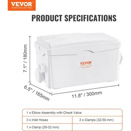 Vevor Hebeanlage, 350 W, 6000 l/h Durchfluss, 7 m Förderhöhe, Abwasserpumpe mit 3 Wassereinlässen für Keller, Küche, Spüle, Dusche, Badewanne,