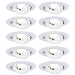 Paulmann LED Einbauleuchte 3-Step-Dim 10er-Pack schwenkbar 82mm 70° 10x4,8W 10x450lm 3000K Weiß matt