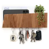KHYL® magnetisches Schlüsselbrett aus Holz mit Ablage, Schlüsselhaken, Schlüsselhalter aus massiver Eiche, design wohn Deko, Schlüsselboard, Key Organizer, mit Wandhalterung,