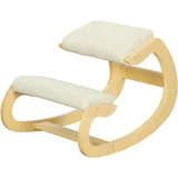 HOMCOM Kniestuhl Ergonomisch, Bürostuhl aus Holz, Gesundheitsstuhl zur Verbesserung der Körperhaltung, Kniestuhl für Homeoffice, Cremeweiß