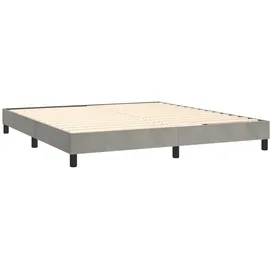 vidaXL Boxspringbett mit Matratze & LED Hellgrau 180x200 cm Samt