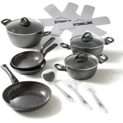 STONELINE® CERAMIC Kochgeschirr-Set, 14-tlg., Keramik-Beschichtung, mit Glasdeckeln, Induktion