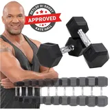 Miweba Sports Hexagon Kurzhanteln HGH100, Kurzhantel-Set, 2,5-15 kg, Gusseisen-Kern (Hantelpaar, 5,0 kg)