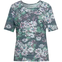 GOLDNER Streifenshirt mit Blumenmotiv Blau 52