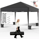 JUMMICO Pavillon 3x3 Wasserdicht Stabil Winterfest Höhe Verstellbar, Faltpavillon Pavillion UV Schutz 50+,Gartenpavillon Faltzelt für Garten, Innenhof, Camping,Gazebo Grau