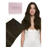 Fshine Clip in Extensions Echthaar Braun, 45cm 120g 7 Stücke Haarverlängerun Echthaar Extensions Clip Mittelbraun Haarextension Echte Haare Farbe 4