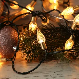 MARELIDA LED Lichterkette Vintage 180 transparente Mini Birnen 8 Funkt. - Timer - L: 18m