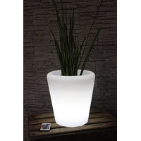 Arnusa Blumentopf beleuchteter LED Blumenkübel PL123 (Akku-Funktion), kabellos einsetzbar mit Fernbedienung und RGB Farbwechsel weiß