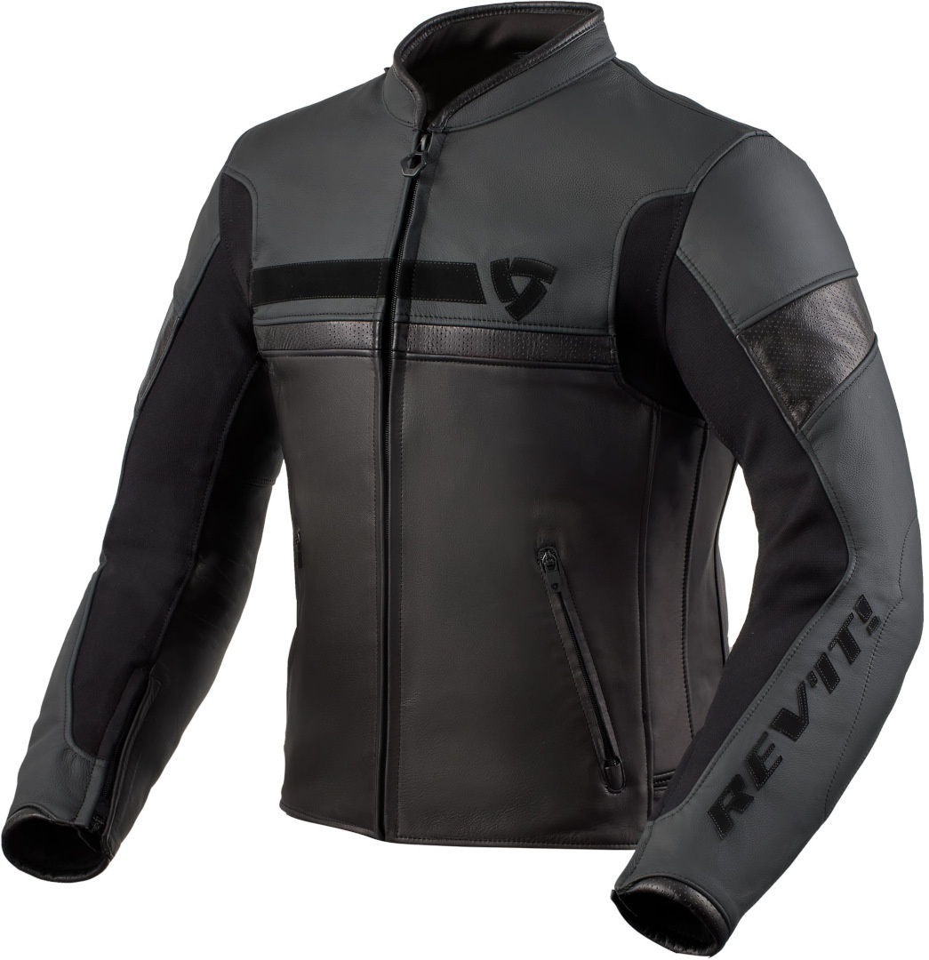 Revit Mile Motorrad Lederjacke, schwarz, Größe 52 für Männer