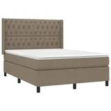 vidaXL Boxspringbett mit Matratze Taupe 140x200 cm Stoff