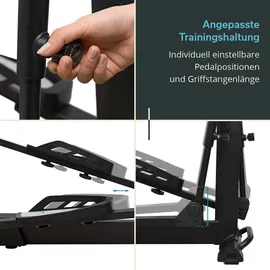 Skandika Crosstrainer Carbon P20-R | Ellipsentrainer für Zuhause, verstellbare Schrittlänge, 23 Programme, App kompatibel, bis 135 kg, Schwungmassensystem