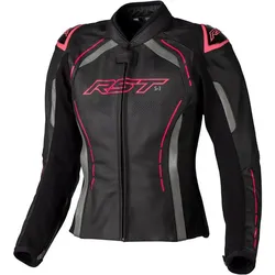RST S1 Damen Motorrad Lederjacke, schwarz-pink, Größe S