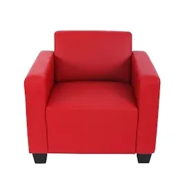 Mendler Modular Sessel Loungesessel mit Ottomane Lyon, Kunstleder ~ rot