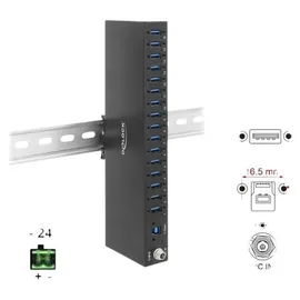 DeLock Industrie Hub 16 Port, USB-A