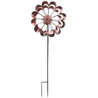 MARELIDA XXL Doppel Windrad ANTIK - Gartendeko - Metall - Erdspieß - H: 1,80m - kupferfar...