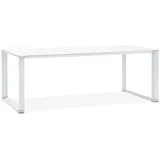 Kadima Design Schreibtisch Glas | 200 x 100 cm | Geräumig, Chromdetails, Konferenztisch | Weiß | Chefschreibtisch - Weiß