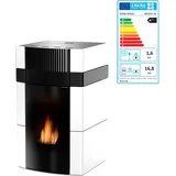 Robin Wood Woody Wassergeführter Pelletofen 18 kW Keramik Weiß Pellet Kaminofen