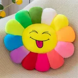 champracer Sonnenblumen-Bodenkissen für Kinder, Weiches Plüschkissen, Sofakissen, weiches Sitzkissen, für Kinder, zum Lesen, Fernsehen, Schlafzimmer, Dekoration (blinzeln und Spucken,40 cm)