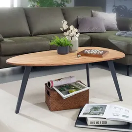 FineBuy Couchtisch oval Braun Akazie 110 x 45 cm